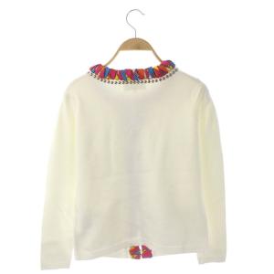 Chesty カーディガン クルーネック スタッズ 異素材切替 総柄 長袖 F 白 ホワイト マルチカラー