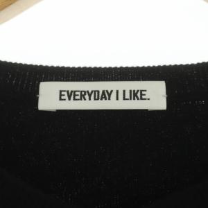 EVERYDAY I LIKE クルーネック カーディガン ニット 長袖 ウール カシミヤ混 黒 ブラック