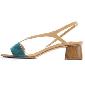 PELLICO サニー SUNNY スクエア サンダル ストラップ レザー スエード 38 25cm べージュ 緑 グリーン