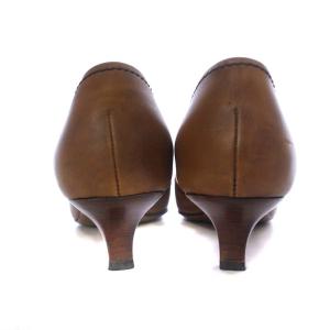 PRADA パンプス セパレート ハイヒール ポインテッドトゥ ベルトモチーフ レザー 37.5 24.5cm 茶色 ブラウン