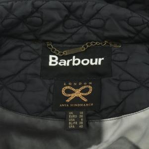 Barbour ANYA HINDMARCHコラボ リボンキルティングコート アウター  ロング 総裏地 UK10 黒 ブラック