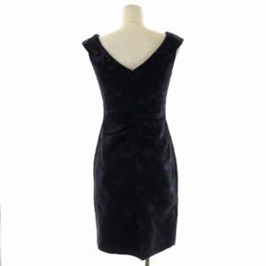 Diagram GRACE CONTINENTAL レースジャガードワンピース Vネック ノースリーブ ひざ丈 36 黒 ブラック 紫 パープル