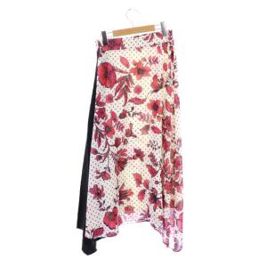 Diagram GRACE CONTINENTAL バティックフラワースカート ロング ミモレ フレア 38 白 ホワイト 黒 ブラック