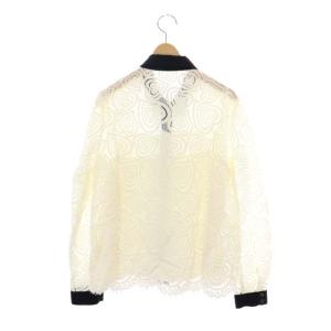 Diagram GRACE CONTINENTAL ハートレースブラウス 長袖 バイカラー 38 白 黒 ホワイト ブラック