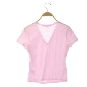 GUCCI バックロゴプリントVネックコンパクトTシャツ カットソー 半袖 コットン XS ピンク
