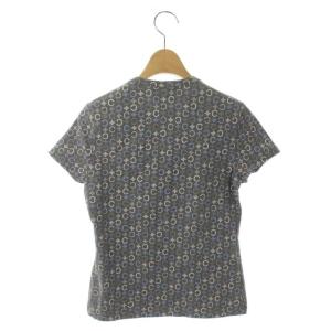 CELINE Cマカダム プリント Tシャツ カットソー 半袖 クルーネック 総柄 M グレー ホワイト ライトブルー