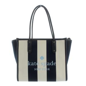 kate spade new york トートバッグ キャンバス レザー 紺 ネイビー 白 ホワイト