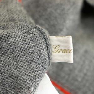 Grace Class ラインアシメヘムニットトップ セーター タートルネック 長袖 プルオーバー アルパカ混 ウール混 36 グレー オレンジ色