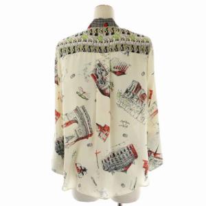 Grace Class コンビプリントブラウス ボウタイ 長袖 総柄 36 アイボリー マルチカラー