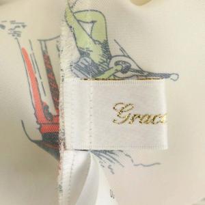 Grace Class コンビプリントブラウス ボウタイ 長袖 総柄 36 アイボリー マルチカラー