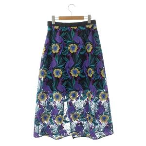 GRACE CONTINENTAL ボタニカルパロットスカート ラップ調 ロング マキシ丈 総柄 38 マルチカラー