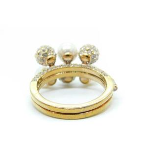 SWAROVSKI パールモチーフ2WAYリング 指輪 ストーン 14号 ゴールド色