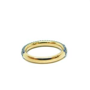 SWAROVSKI ハーフ リング 指輪 ストーン ゴールド色 13号 紺 ネイビー