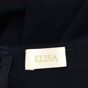 ELISA ニット ノースリーブワンピース ラップ調 フレア ひざ丈 2 紺 ネイビー