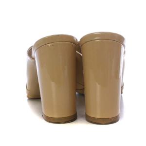 Salvatore Ferragamo ミュール サンダル ハイヒール ヴァラ リボンモチーフ エナメル 6 23.5cm ベージュ