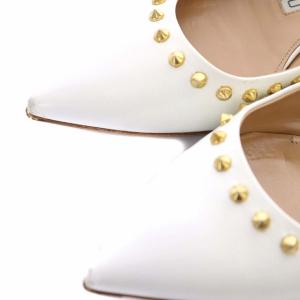 PELLICO フラットシューズ パンプス ローヒール ポインテッドトゥ レザー スタッズ IT35.5 22.5cm 白 ホワイト