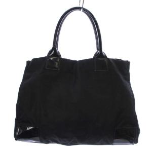 TORY BURCH トートバッグ ハンドバッグ ロゴ ナイロン エナメル 黒 ブラック