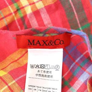 MAX&CO. 22SS キャミソールワンピース リネン マドラスチェック Aライン フレア ロング 38 ピンク マルチカラー