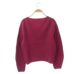 ANAYI 21AW ウールカシミヤ片畦Vネック プルオーバー ニット セーター 長袖 36 マゼンタピンク
