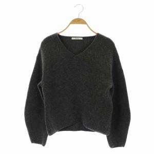 21AW ウールカシミヤ片畦Vネックプルオーバー ニット セーター 長袖 36 グレー