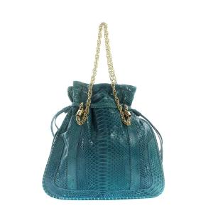 kate spade new york ショルダーバッグ パイソン型押し レザー 青 ブルー