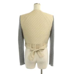 PAULE KA キルティング ジャケット 切替え ジップアップ 中綿 38 ベージュ グレー