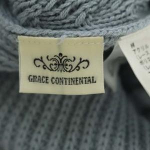 GRACE CONTINENTAL 21SS レース切替ニットワンピース ロング タイト 長袖 クルーネック 36 ライトブルー オレンジ色