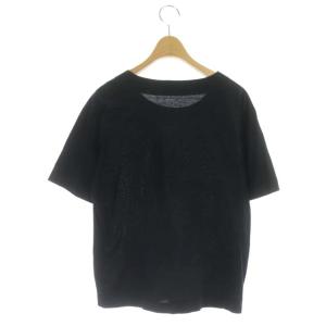 Salvatore Ferragamo プリントTシャツ カットソー 半袖 M ブラック オレンジ 黒