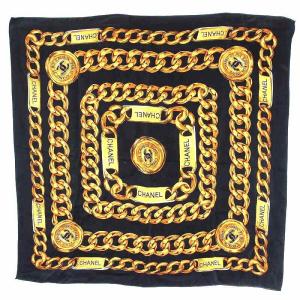 スカーフ ココマーク チェーン柄 黒 ブラック