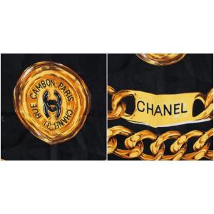 CHANEL スカーフ ココマーク チェーン柄 黒 ブラック