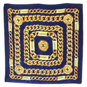 スカーフ ココマーク チェーン柄 紺 ネイビー
