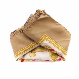 Salvatore Ferragamo スカーフモ タイガー&ヒョウ柄 シルク 茶 ブラウン 白 ホワイト 黄 イエロー