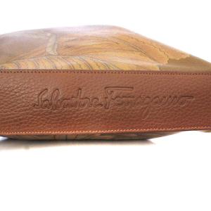 Salvatore Ferragamo ショルダーバッグ ワンショルダー ボタニカル柄 ジャングル柄 ポーチ付き 茶色 ブラウン