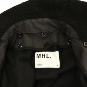 MHL. TUMBLED COTTON CANVAS 襟ボアジャケット ジップアップ ライナー付き 2 チャコール 黒 ブラック