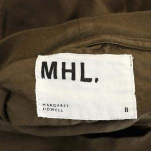 MHL. DRY COTTON LINEN ワンピース ロング 七分袖 クルーネック リネン混 2 カーキブラウン