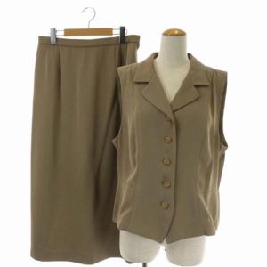 セットアップ 上下 ベスト ジレ 薄手 ノースリーブ ロングスカート タイト 13+ ベージュ