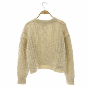 ISABEL MARANT ETOILE ウールケーブルニット セーター 長袖 クルーネック ショート プルオーバー 34 アイボリー