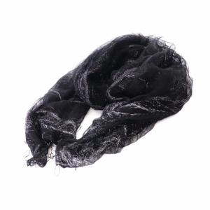 ストール マフラー 羽織 ウール シルク混 ラメ入り 黒 ブラック