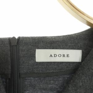 ADORE ウールスムースカットソー 長袖 ドルマン Vネック 38 グレー 灰色