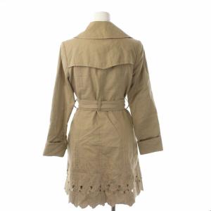 GRACE CONTINENTAL トレンチコート ロング ダブル カットワーク 刺繍 総裏地 リネン混 36 ベージュ