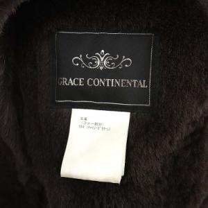 GRACE CONTINENTAL ポンチョ ジャケット ムートン シープスキン ジップアップ フード付き チャイニーズラクーンファー 36 茶 ブラウン