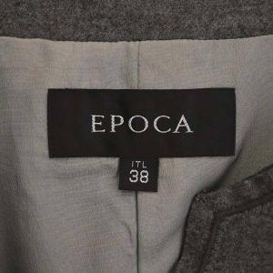 EPOCA ウールノーカラージャケット 総裏地 ビジューボタン 38 グレー