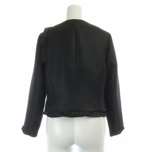 Leilian セットアップ 上下 リボンラインストーン ジャケット ノーカラー フレアスカート ひざ丈 9 黒 ブラック