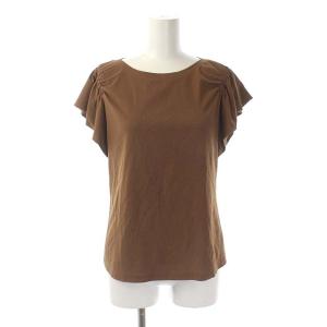 EPOCA セットアップ 上下 カットソー 半袖 フリルスリーブ ガウチョパンツ ギャザー 40 茶 ブラウン