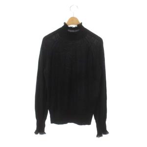 ESTNATION シャーリングハイネックニット カットソー 長袖 F 黒 ブラック