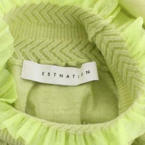 ESTNATION シャーリングハイネックニット カットソー 長袖 ウール 緑 グリーン
