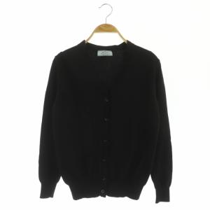 Vネックカーディガン ニット 長袖 バージンウール 38 黒 ブラック