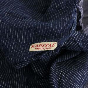KAPITAL ストライプ ドルマンスリーブ スキッパーシャツ 長袖 1 紺 ネイビー