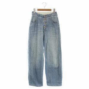 MM6 デニムパンツ ジーンズ ハイウエスト ワイドテーパード ボタンフライ 36 ライトブルー
