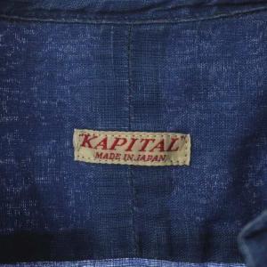 KAPITAL リネンフリルブラウス 長袖 デニム XS インディゴブルー